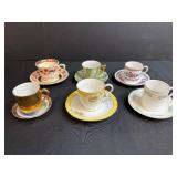 Collection of 6 Vintage Porcelain Demitasse Cups and Saucers