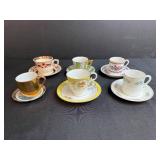Collection of 6 Vintage Porcelain Demitasse Cups and Saucers