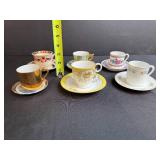 Collection of 6 Vintage Porcelain Demitasse Cups and Saucers