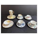 Set of 6 Vintage Porcelain Demitasse Cups and Saucers Japan and England