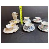 Set of 6 Vintage Porcelain Demitasse Cups and Saucers Japan and England