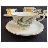 Collection of 6 Vintage Teacup and Saucer Sets - Royal Albert, Hand Painted Japan, and Assorted Designs