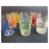Set of Vintage Nursery Rhyme Juice Glasses Multicolor
