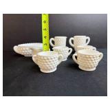 Vintage Hobnail Milk Glass Miniature Tea Set, 8 Pieces