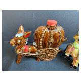 Collection of Vintage Ceramic and Wooden Novelty Figurines and Decor Pieces