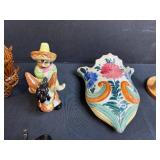 Collection of Vintage Ceramic and Wooden Novelty Figurines and Decor Pieces