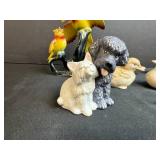Animal Figurine Collection with Birds, Ducks, Cat, Dog, Rabbit, and Trinket Box