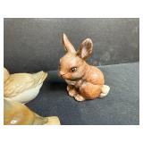 Animal Figurine Collection with Birds, Ducks, Cat, Dog, Rabbit, and Trinket Box