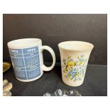 Assorted Decorative Home Decor Lot with Vases, Candlestick, Mugs, and Glassware