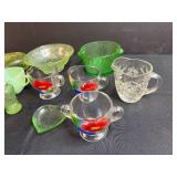 Jadeite, Uranium & Collection of Vintage Depression Glass Creamers, Bowls, Miniatures and Shaker