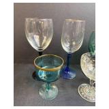 Assorted Set of Vintage Stemware Glasses and Duck Motif Tumbler