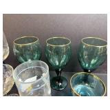 Assorted Set of Vintage Stemware Glasses and Duck Motif Tumbler