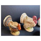 Set of Ceramic Bird Figurines Turkey Chicken Duck Planters