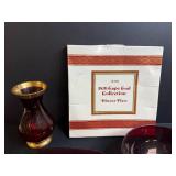 Avon 1876 Cape Cod Collection Ruby Red Glassware Assortment with Dinner Plate Box