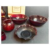Avon 1876 Cape Cod Collection Ruby Red Glassware Assortment with Dinner Plate Box