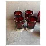 Set of Vintage Ruby Red Glasses Including Stemware and Tumblers