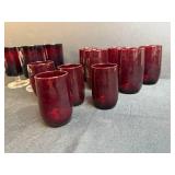 Set of Vintage Ruby Red Glasses Including Stemware and Tumblers