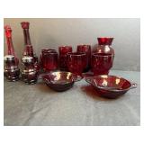 Collection of Vintage Avon Cape Cod Ruby Red Glassware