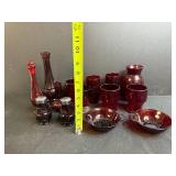 Collection of Vintage Avon Cape Cod Ruby Red Glassware