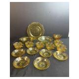 Depression Glass Amber Patterned Tea Set Collection
