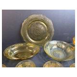 Depression Glass Amber Patterned Tea Set Collection