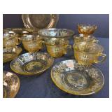 Depression Glass Amber Patterned Tea Set Collection