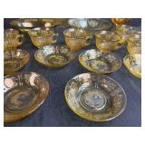 Depression Glass Amber Patterned Tea Set Collection