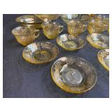 Depression Glass Amber Patterned Tea Set Collection