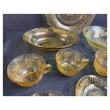 Depression Glass Amber Patterned Tea Set Collection
