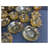 Depression Glass Amber Patterned Tea Set Collection