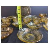 Depression Glass Amber Patterned Tea Set Collection