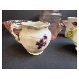 Collection of Pink Depression Glass and Vintage Porcelain Creamers and Mugs