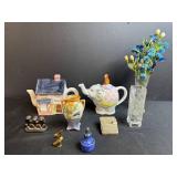 Collection of Assorted Decorative Figurines and Teapots