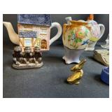 Collection of Assorted Decorative Figurines and Teapots