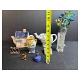 Collection of Assorted Decorative Figurines and Teapots