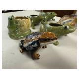 Collection of Ceramic Frog Planters and Figurines