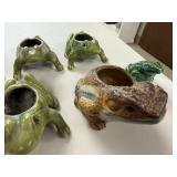 Collection of Ceramic Frog Planters and Figurines