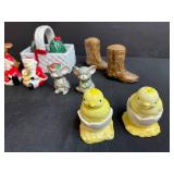 Collection of Ceramic Salt & Peppers Including Animals and Holiday Decor
