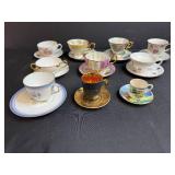 Collection of Vintage Porcelain Teacups and Saucers Occupied Japan and Royal Copenhagen