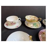 Collection of Vintage Porcelain Teacups and Saucers Occupied Japan and Royal Copenhagen