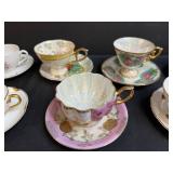 Collection of Vintage Porcelain Teacups and Saucers Occupied Japan and Royal Copenhagen