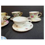 Collection of Vintage Porcelain Teacups and Saucers Occupied Japan and Royal Copenhagen
