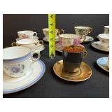 Collection of Vintage Porcelain Teacups and Saucers Occupied Japan and Royal Copenhagen