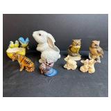 Collection of Animal Figurines - Rabbit, Owls, Birds, Tiger, Pigs