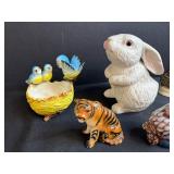 Collection of Animal Figurines - Rabbit, Owls, Birds, Tiger, Pigs