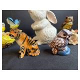 Collection of Animal Figurines - Rabbit, Owls, Birds, Tiger, Pigs