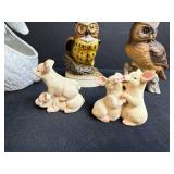 Collection of Animal Figurines - Rabbit, Owls, Birds, Tiger, Pigs