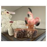 Collection of Vintage Animal Figurines and Novelty Lamps