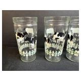 Set of Vintage Drinking Glasses Including Cow Farm, Care Bears, and Welch