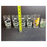 Set of Vintage Drinking Glasses Including Cow Farm, Care Bears, and Welch
